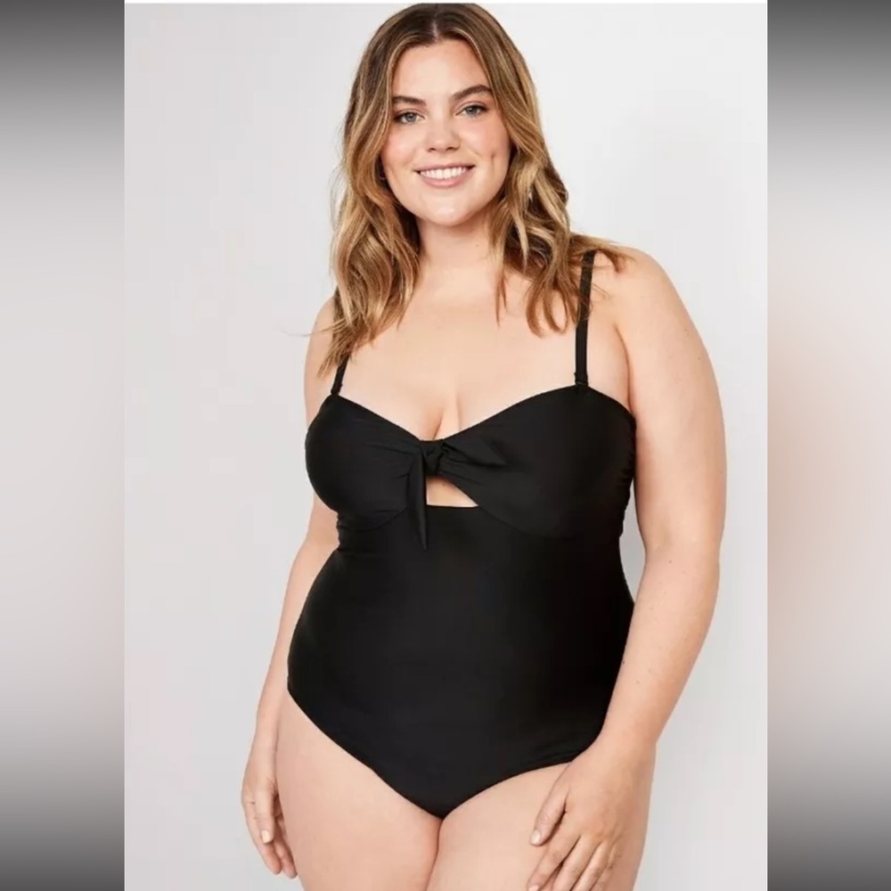 Old Navy Tie-Front Keyhole Bandeau-Style      One-Piece Swimsuit